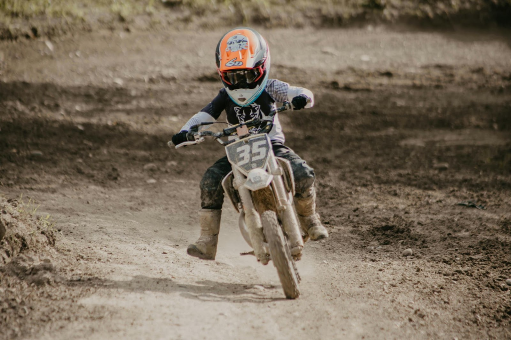 Kid riding a motorcycle